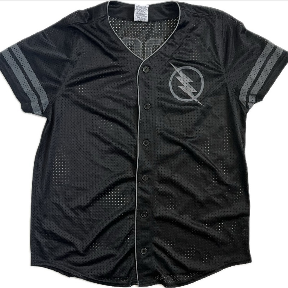 REVERSE FLASH Professor Zoom SHORT SLEEVE BASEBALL JERSEY Button down Mens XL